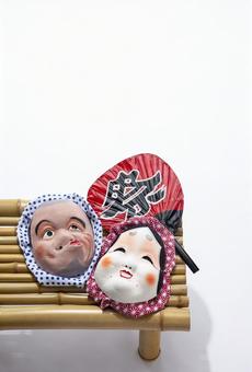 夏祭り 屋台 日本の夏イメージ 夏祭り 屋台 日本の夏イメージ 縁台,ひょっとこ,夏祭りの写真素材