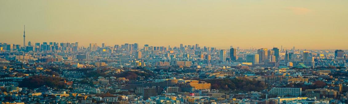 横浜から望む東京の街並み 横浜から望む東京の街並み 東京スカイツリー,東京タワー,高層ビル群の写真素材