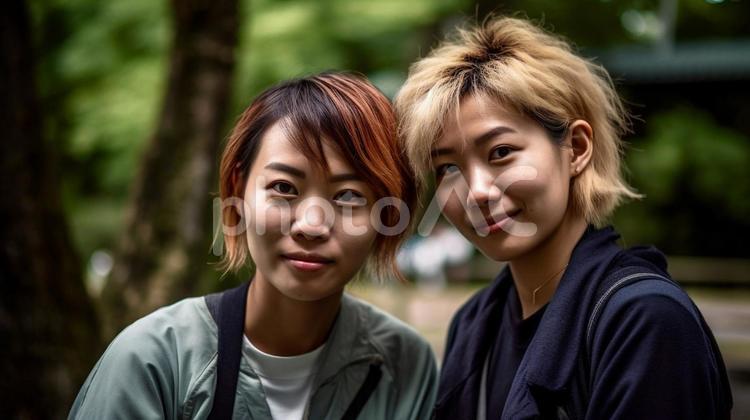 仲良し二人013 仲良し,二人,友達の写真素材