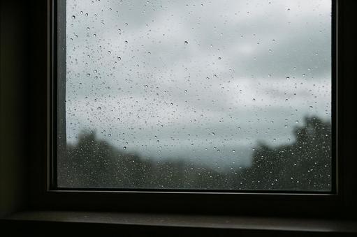 Window with raindrops and cloudy sky, raindrops, window, cloudy sky, JPG