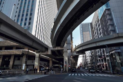 首都高5号池袋線サンシャイン前交差点付近 首都高速5号池袋線,サンシャイン前交差点,東池袋の写真素材