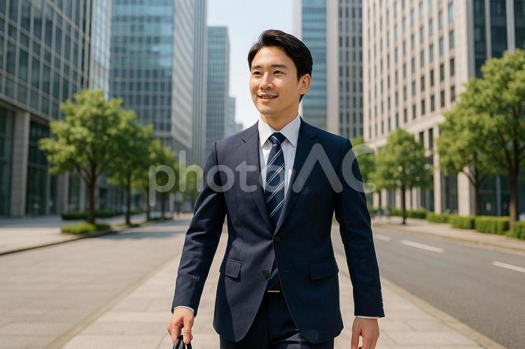 通勤中歩く男性社員 通勤,男性,社会人の写真素材