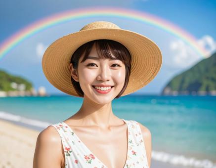 虹のリゾート・麦わら帽子の彼女 虹のリゾート・麦わら帽子の彼女の写真