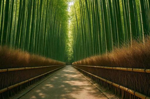 京都の竹林と静かな散策路の風景・散策路 京都の竹林と静かな散策路の風景・散策路の写真