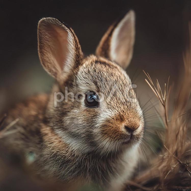 ふわふわ赤ちゃんウサギ 子ウサギ,ウサギ,動物の写真素材
