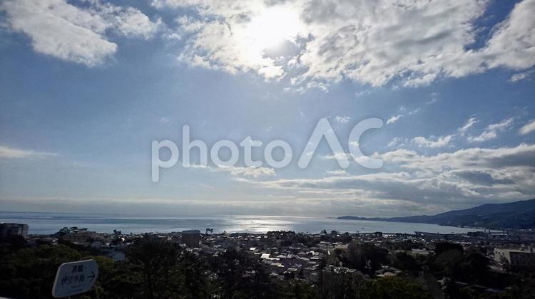 小田原の海 海,絶景,空の写真素材