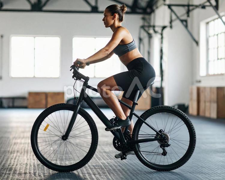自転車を動かす サイクリング,人物,女性の写真素材