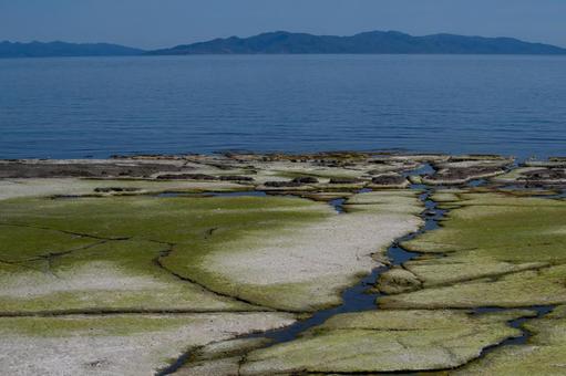 松前海岸から津軽半島を望む 松前海岸から津軽半島を望む 津軽海峡,津軽半島,海岸線の写真素材