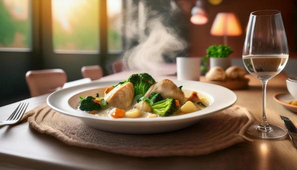 熱々のクリームシチュー クリームシチュー,シチュー,ホワイトシチューの写真素材