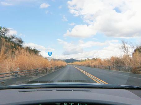23号バイパスを走る車の運転席 名豊道路,23号バイパス,23号の写真素材
