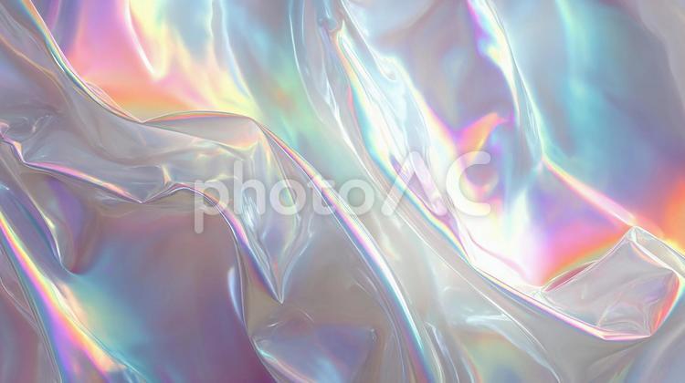 柔らかく流れる虹色のホログラム背景 ホログラム,ホログラフィック,オーロラの写真素材