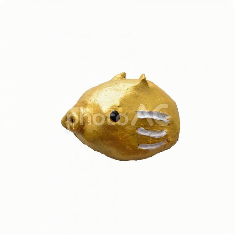 年賀状素材　金イノシシ　背景透明 年賀状,猪,亥の写真素材