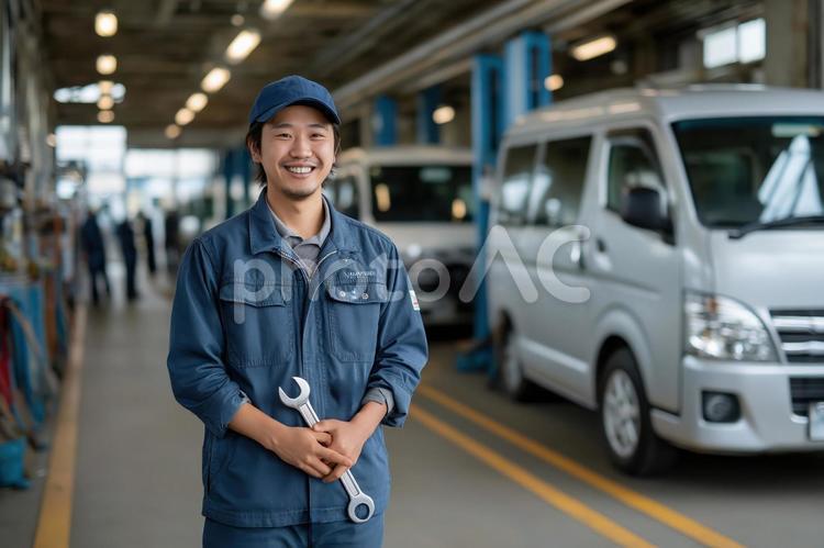 自動車整備工場で働く整備士、エンジニア 自動車,整備,工場の写真素材