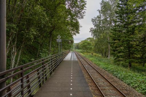 無人のホーム 無人のホーム 釧路湿原駅,鉄道,ホームの写真素材