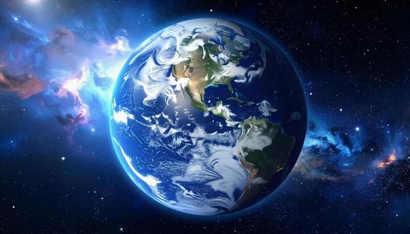 宇宙から見た地球　宇宙空間の写真