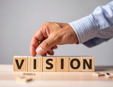 ビジョン(VISION)の文字の積み木 ビジョン(VISION)の文字の積み木の写真