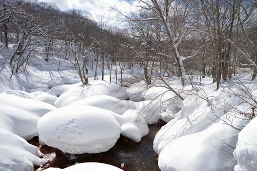 雪に覆われた川 雪に覆われた川 雪,冬,雪景色の写真素材
