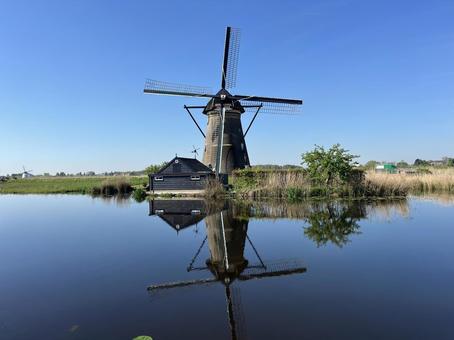 キンデルダイク＝エルスハウトの風車網 キンデルダイク,風車,オランダの写真素材