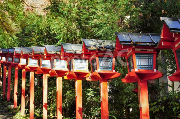 貴船神社の灯ろう 貴船,京都,鞍馬の写真素材