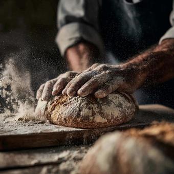 職人技で作る焼きたてのパン 職人技で作る焼きたてのパンの写真