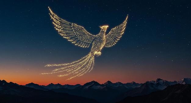 天空のデジタルフェニックス アルプス上空 天空のデジタルフェニックス アルプス上空の写真