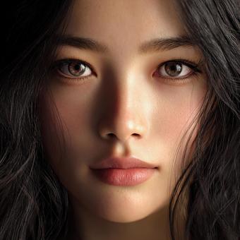 若いアジア人女性の魅力的な顔立ち 若いアジア人女性の魅力的な顔立ちの写真