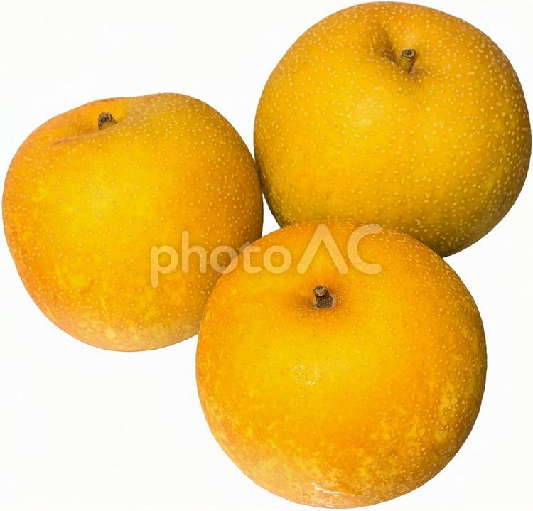 梨3つ　切り抜き 3つ,3個,食べ物の写真素材