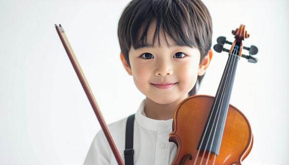 バイオリンと男の子 バイオリンと男の子の写真