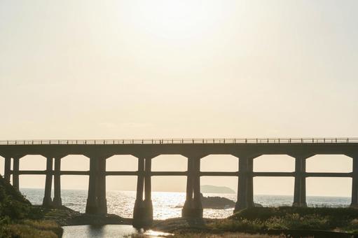 Sogogawa Bridge before sunset in Yamaguchi Prefecture, JPG
