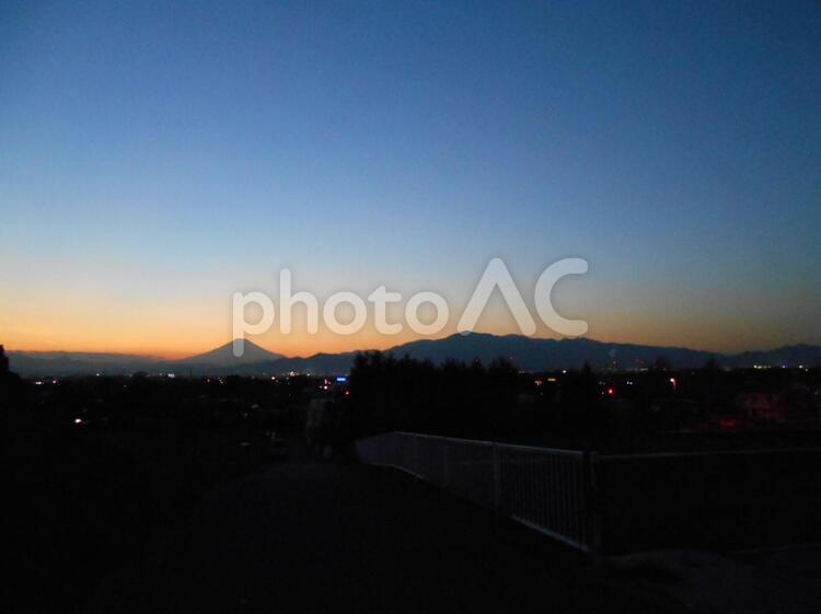 夕景の富士方面 夕景,富士山,山の写真素材
