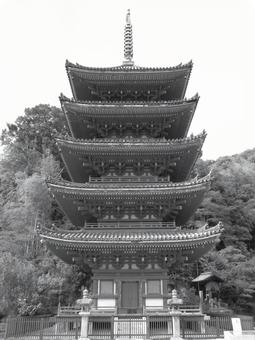 広島県-明王院-国宝-五重塔-白黒 広島県-明王院-国宝-五重塔-白黒 明王院,寺,中道山の写真素材
