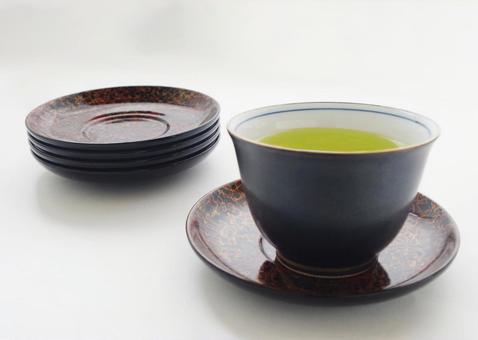 日本の伝統工芸　茶たくと湯のみ　日本茶 お茶,茶たく,緑茶の写真素材