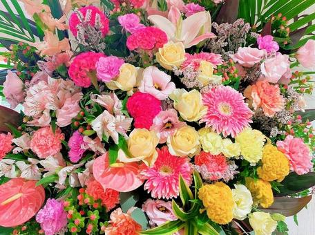 ピンク色のお祝いの花束 ピンク色のお祝いの花束の写真