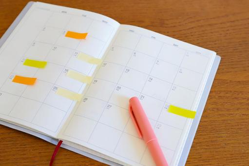 手帳とペン　スケジュール管理 手帳,ペン,スケジュールの写真素材