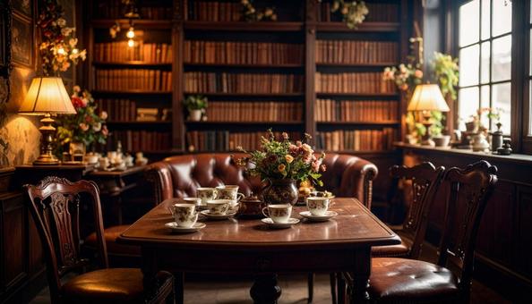 アンティークなブックカフェ・喫茶店の写真