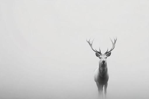鹿の雄大さを捉えた白黒写真 鹿の雄大さを捉えた白黒写真の写真
