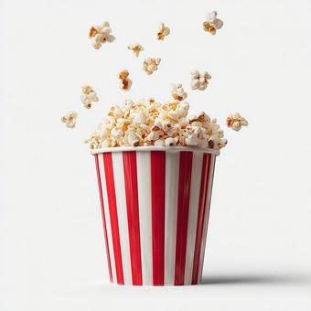 空中を舞うおいしそうなポップコーン 空中を舞うおいしそうなポップコーンの写真