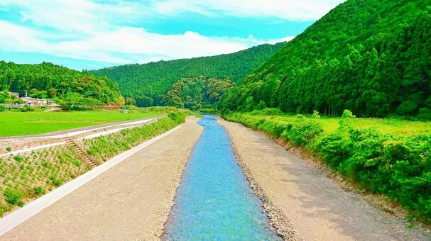 Early summer river, cenário, naturalmente, campo, JPG