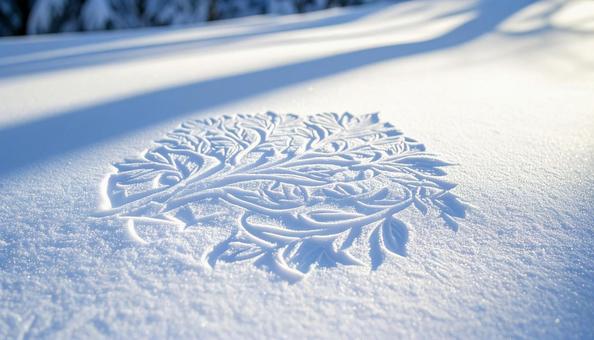 雪原に描かれた木のアート 雪原に描かれた木のアートの写真
