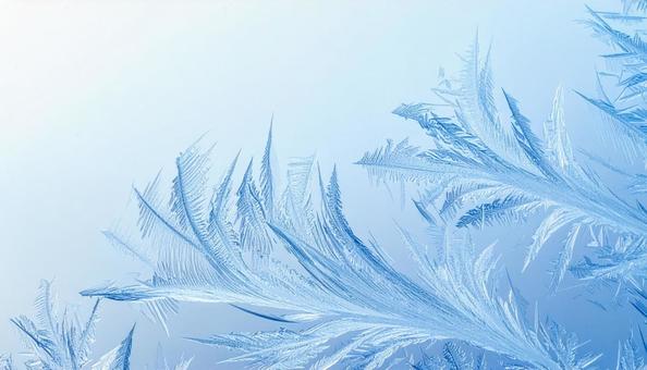 ガラスに広がる氷の結晶パターン ガラスに広がる氷の結晶パターンの写真