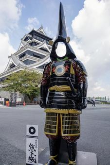 熊本城の甲冑の顔パネルフォトスポット 熊本城の甲冑の顔パネルフォトスポット 熊本城,甲冑,顔パネルの写真素材