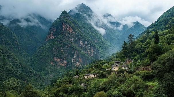 険しい山々と深い谷が織りなす絶景 険しい山々と深い谷が織りなす絶景の写真
