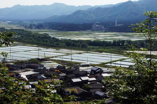 田園地帯の集落 水田,集落,農村の写真素材