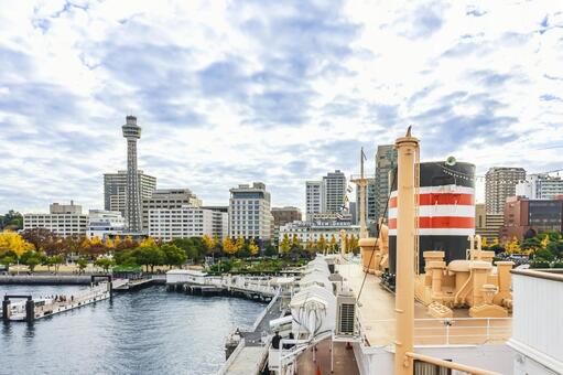 氷川丸と山下公園 氷川丸,山下公園,横浜の写真素材