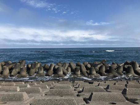 田舎の海 青空 田舎の海 青空の写真