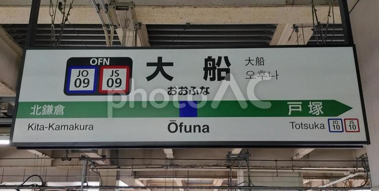大船駅　6番線　駅名標 駅名標,鉄道,電車の写真素材