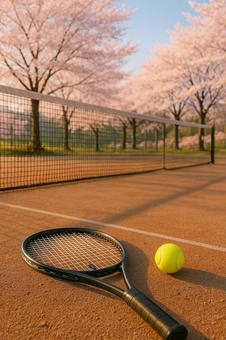 桜の朝テニス 桜の朝テニスの写真