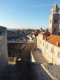 Photo, townscape, the castle wall, sea, 