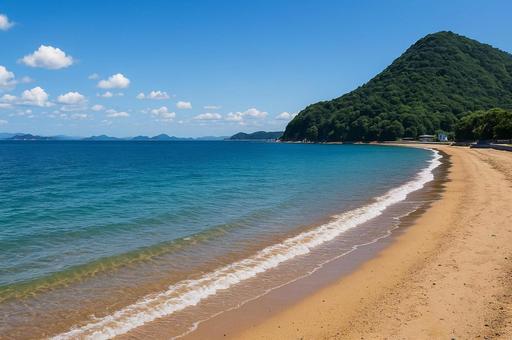 渋川海岸の美しい夏景色・瀬戸内海・観光地 渋川海岸の美しい夏景色・瀬戸内海・観光地の写真
