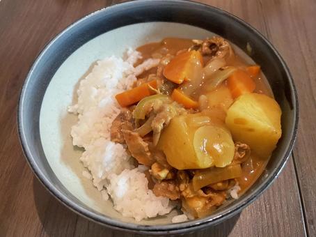 カレーライス カレーライス カレーライス,カレー,夕食の写真素材